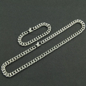 Simple <b>Titanium</b> Steel Necklace, Street Hip-hop Six-sided Grinding <b>Chain</b> Hipster Jewelry Side Cuban <b>Chain</b> 9mm Tanjing Fashion - Product Image 4