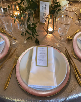 Assiettes de présentation en verre personnalisées rose ciel étoilé avec bord doré pour décorations de mariage