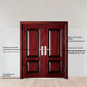 Stile moderno 7cm porta di sicurezza in acciaio grano di legno ingresso rosso porta dell'ufficio per interni per il noleggio appartamento uso porta singola - Product Image 5
