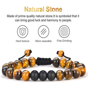 <span class=keywords><strong>Bracelet</strong></span> en pierre œil de tigre de 8 mm pour homme, bijoux pour soulager le stress, le yoga, l'anxiété, <span class=keywords><strong>bracelet</strong></span> en pierres précieuses ajustable - Product Image 5