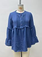 Chemisier ample à manches longues et col en V pour femme, style bohème, avec volants et franges, tunique décontractée, chemise Henley, vente en gros pour les détaillants de marques