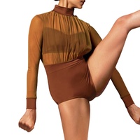 Justaucorps de danse jazz plissé MiDee pour femmes adultes avec soutien-gorge intégré et dos fendu pour les spectacles sur scène