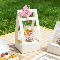 Caja de Embalaje Blanca para Repostería, Caja para Pastel para Llevar, Caja con Ventana Transparente y Lazo