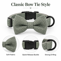 Collier pour chien en tissu chevron avec nœud papillon, boucle à dégagement rapide réglable, anneau en D métallique, étiquette personnalisée, vente en gros OEM