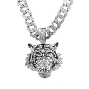 Sunnice Venta caliente 3D completo diamantes gotas Tigre colgante Animal cara cubano envío rápido collar joyería fresca para regalos - Product Image 5