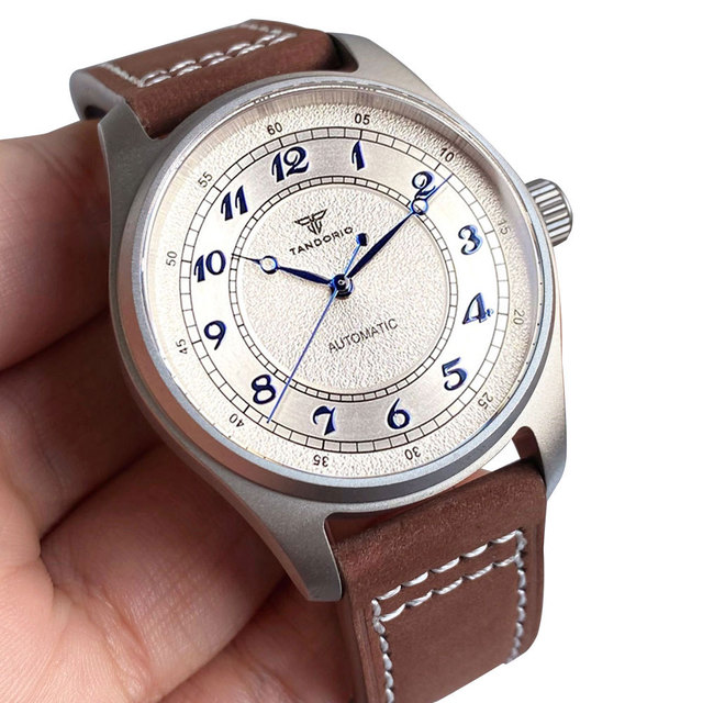 High-quality Titanium Case Hand Pilot Mechanical Watch Men 20bar Waterproof Dive NH35A Wristwatch Leather Band