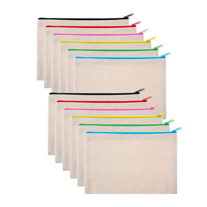 Bán buôn Hữu Cơ bông vải Dây Kéo Túi thời trang tự nhiên tái chế đay Trang điểm Túi mỹ phẩm trống vải dây kéo bao bì - Product Image 3