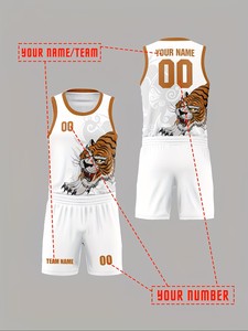 Uniforme <span class=keywords><strong>de</strong></span> Baloncesto Tiger al por Mayor, Jersey con Sublimación, Diseño Personalizado, Uniforme Deportivo para Partidos <span class=keywords><strong>de</strong></span> Liga y Entrenamiento - Product Image 2