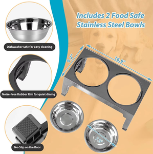 Ciotole per <span class=keywords><strong>animali</strong></span> domestici regolabili in acciaio inossidabile adorabili alimentatori portatili per gatti per cani sostituibili più lenti alimentatore galleggiante ciotola per acqua con supporto rialzato - Product Image 5