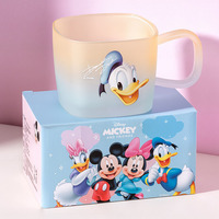 Mug en verre givré Mickey dessin animé avec poignée, couleur dégradée, tasse à boire Minnie Daisy, tasse à eau domestique