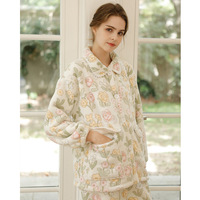 Pyjama d'hiver en flanelle à manches longues pour femme avec taille élastique, idéal pour l'été et le printemps, logo frontal inclus