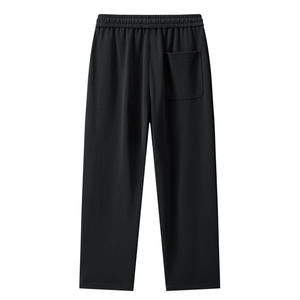 Heren lente herfst sportieve casual rechte wijde pasvorm 100% katoenen worsted stof lichtgrijze broek met middelhoge taille elastische sluiting - Product Image 2