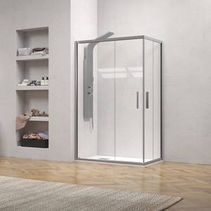 Kamalu KE-1000A Porte Doccia Senza Telaio Argento Opaco 110x120 Box Doccia Scorrevole Doppio per Hotel Stile Moderno Acciaio Inox Pieghevole - Product Image 1