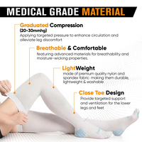 Chaussettes anti-embolie personnalisées pour infirmières, hauteur cuisse, compression graduelle 15-20 mmHg, chaussettes anti-thromboses