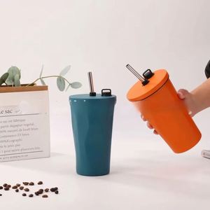 Vaso Térmico de Verano para Coche, Botella de Agua de Acero Inoxidable con Aislamiento al Vacío, Pajita, Recubrimiento Metálico en Polvo Colorido, Duradero y Elegante - Product Image 4