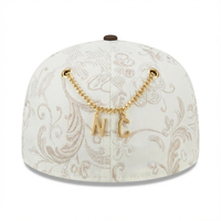 Casquette de baseball de luxe personnalisée à bord plat brodée de fleurs avec breloque chaîne dorée et patch TR, visière marron, style snapback, vente en gros