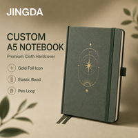 Organiseur/Agenda A5 personnalisable, couverture rigide en cuir PU, motifs dorés, pages lignées, fermeture élastique, attache pour stylo, cadeau, usage quotidien