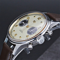 RED STAR 1963 Montre mécanique chronographe pour homme 38 mm Saphir 21 Zuan avec mouvement ST1901 Swanneck étanche