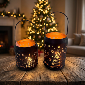 Sonnet Decor <b>Christmas</b> <b>Tree</b> Pattern Iron <b>Candle</b> Stand with Handle Handmade for Home Decoration - Product Image 2