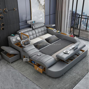 Hotsale Luxe Lederen Smart <span class=keywords><strong>Bed</strong></span> Multifunctioneel <span class=keywords><strong>Bed</strong></span> Tatami Kingsize Platform <span class=keywords><strong>Bed</strong></span> met gestoffeerde stof, zacht <span class=keywords><strong>bed</strong></span>, opbergruimte en muzieksysteem - Product Image 4