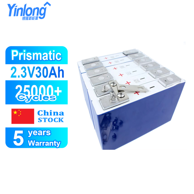 Yinlong LTO Battery 2.3V 30Ah 10C Lithium Titanium 25000Cycle Prismatic Rechargeable Battery Cell for Energy Storage Pack Power