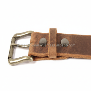 Cinturón informal de cuero marrón de doble tono de Venta caliente, cinturones y accesorios informales de cuero de vaca de grano completo pintados a mano - Product Image 1