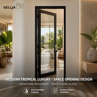 Porte battante en verre et aluminium minimaliste GELLJA, étanche, insonorisée, avec option verre dépoli, certifiée CE, pour salle de bain, bureau, hôtel