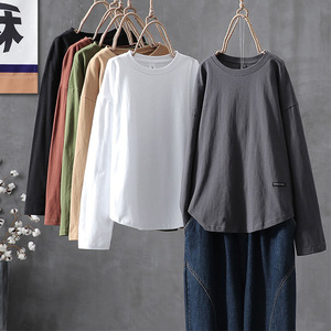 Plus Size Women's Long Sleeve Solid Color T-Shirt Hollow Back Knitted Polyester Base Layer Autumn Wear - Product Image 1