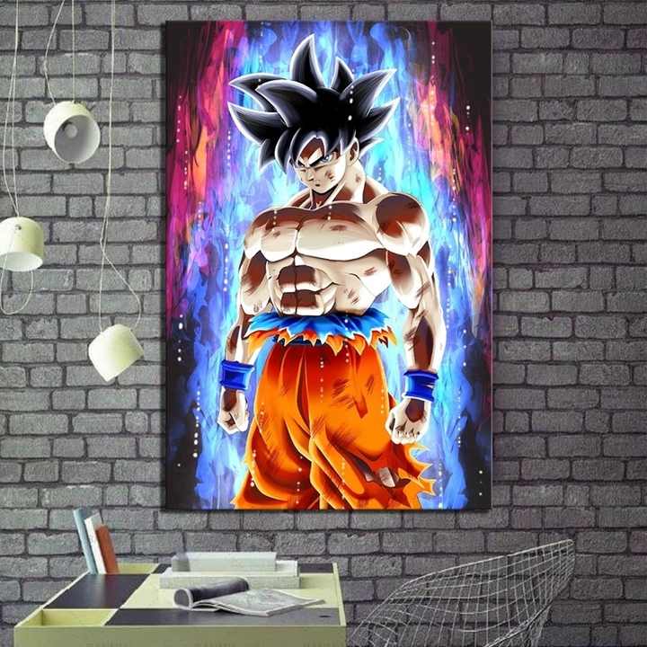 Arte de parede em tela estilo nórdico Dragon Ball Z Goku Anime pôster de pintura moderna desenho de desenho fotos modulares para quarto de crianças, Bo948, 8x12inx1pcs