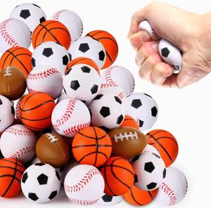 Squeezable Stress 12 <b>Pack</b> Sports Foam Balls Baseball, Basketball, Soccer, Football- Relaxation Gadgets, <b>Fidget</b> Toys, Party - Product Image 2
