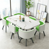 Luxuriöses Modernes Esszimmer-Set aus Vollholz und Metall mit 6 Sitzen – Tische und Stühle für Wohnzimmer und Restaurant