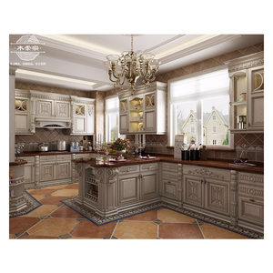 Toàn Bộ nhà tùy chỉnh đồ nội thất nhà sản xuất gỗ rắn trong nhà bản lề được trang bị tủ truyền thống Châu Âu đảo tủ bếp - Product Image 1