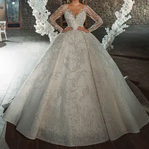 2023 Luxus High-End benutzer definierte Brautkleider Prinzessin Kleid Perle träger los Big Trail ing Kristall Brautkleider Brautkleider