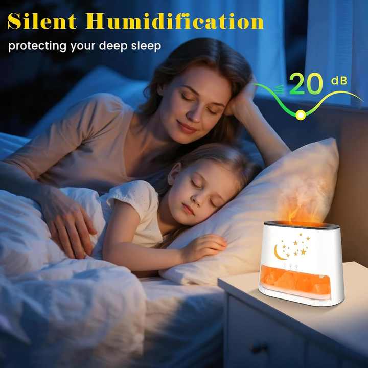 Portable Himalayan Salt Lamp Flame Humidifier Colorful Fire Aroma ...