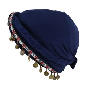 Nouvel Arrivage – Bonnets pour Femmes à Haute Élasticité, Style Décontracté, avec Motif Pièce d'Or et Pompons, Tendance Ethnique, Doublure en Satin - Product Image 5