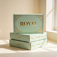 Boîte cadeau royale haut de gamme avec estampage à chaud, boîte en carton ondulé vert menthe anti-écrasement avec livraison en 72h