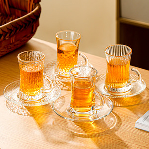 <strong>Turkish</strong> Coffee <strong>Cup</strong> Saucer Set 110ml Glass European-style High-end Exquisite Afternoon <strong>Tea</strong> <strong>Cup</strong> with Handle - Product Image 4