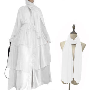 <span class=keywords><strong>Kimono</strong></span> élégant de Dubaï, Turquie, Arabie, Oman avec <span class=keywords><strong>voile</strong></span> en mousseline 3 couches, vêtements islamiques ouverts, robes musulmanes, Abaya - Product Image 6
