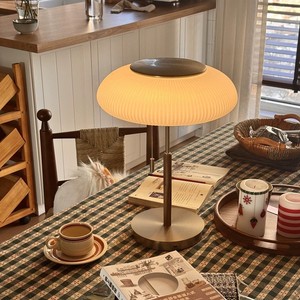Modern Minimalist Brass Table Lamp With Pleated Glass Shade Pull <b>Cord</b> Switch Ambient <b>Lighting</b> For Bedroom Living Room - Product Image 4