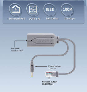 Active PoE 48V to DC12V 1.2A 10/100Mbps Type IEEE802.3AF/AT Non-isolated Monitor <b>IP</b> <b>Camera</b> <b>System</b> ABS - Product Image 3