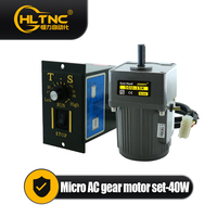Moteur à induction monophasé à vitesse variable 40W 110V/220V/380V avec réducteur et contrôleur pour machines de conditionnement et de transport