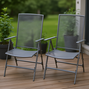 Chaises de patio empilables gris acier, mobilier d'extérieur, design contemporain, style moderne, structure en métal, siège pour 1 personne - Product Image 2