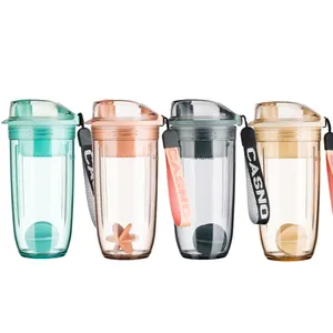 Food Safe 600ml Ready Stock Protein Shaker Sport Water Bottle Shaker with Handle and Mixer Ball