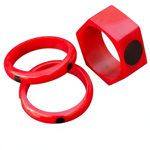 Pulseras de Resina Geométricas Rojas y Negras Únicas, Conjuntos de Joyería Acrílica Unisex de Moda, Calidad Premium, para Bodas, Mujer - Product Image 4