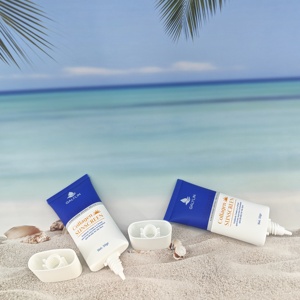 Impresión personalizada al por mayor de logotipos de marca para protector solar con colágeno SPF50, crema facial protectora en tubo súper ovalado con tapa de rosca, tubo de plástico. - Product Image 3