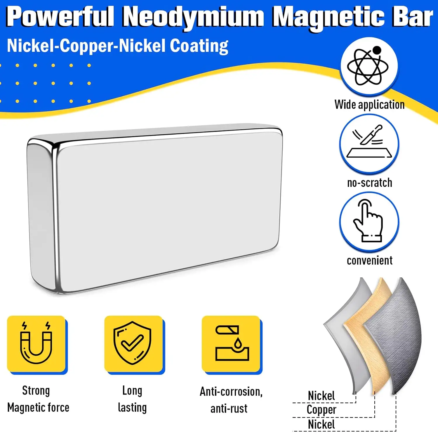 Sterke Neodymium Magneten Bar, Zware Zeldzame Aarde Magneten, Rechthoekige Magnetische Bar