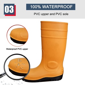 Bottes de sécurité imperméables Tiger Master en PVC <span class=keywords><strong>orange</strong></span>, antidérapantes, anti-choc, avec embout en acier et protection anti-perforation, pour hommes, idéales pour la construction. - Product Image 4