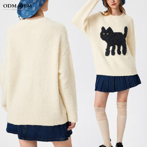 Suéter de punto jacquard de oveja personalizado al por mayor para mujer, de manga larga, cuello redondo, a la moda - Product Image 2
