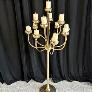 Porte-<span class=keywords><strong>bougie</strong></span> <span class=keywords><strong>en</strong></span> métal doré brillant à 13 branches pour centres de table, événements et accessoires de mariage – Faible coût d'expédition - Product Image 3