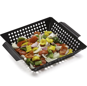 Perforated Design Folding Handles Square Carbon Steel Non-stick BBQ Grill <b>Pan</b> - Product Image 6